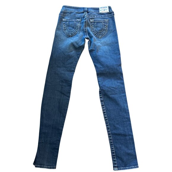 True Religion Distressed Skinny Jeans Women’s 28 Blue Cotton Blend - Picture 2 of 6